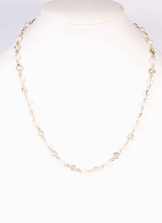 Lela Pearl CZ Necklace - Best & Co. Boutique
