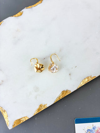Handmade Enamel Camellia Flower Dangle Earrings