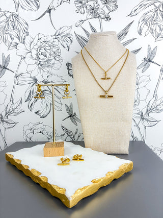 Gold & Crystal Bar Necklace | 18K Gold