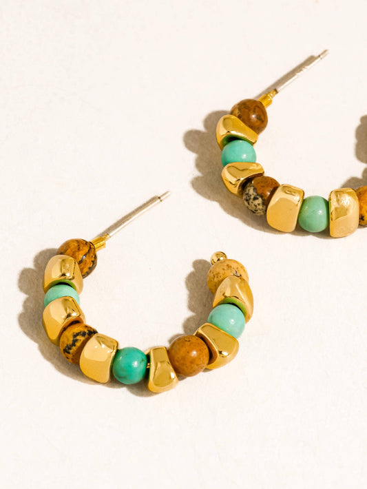 Noisette Boho Beaded Hoops | Green