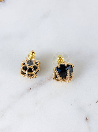 Geometric Black Gold Drop Earrings