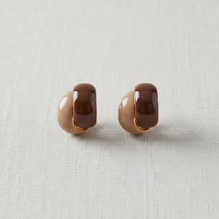 Vintage Coffee Tone Enamel Stud Earrings
