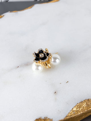 Midnight Rose Pearl Zircon Earrings