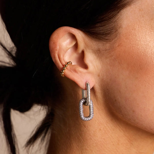 Linked in Light Double Pave Hoops
