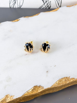 Geometric Black Gold Drop Earrings