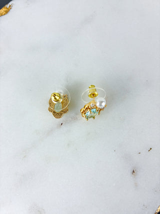 Vintage Inspired Aquamarine Flower Earrings