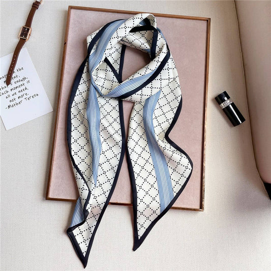 Blue and Beige Geomentric Twillie Scarf - Best & Co. Boutique