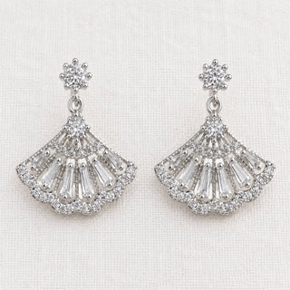Art Deco CZ Fan Earrings