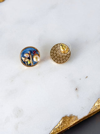 Hand-Painted Baroque Pearl Stud Earrings