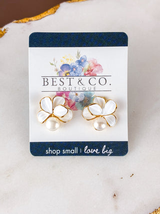 Butterfly Petal Pearl Stud Earrings
