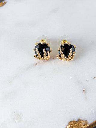Geometric Black Gold Drop Earrings