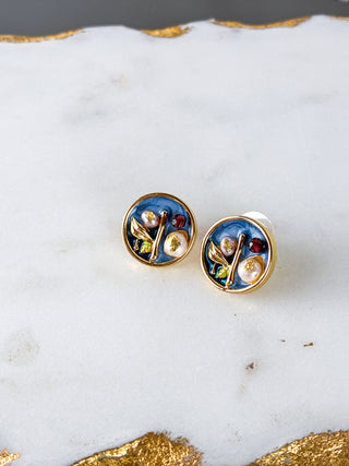 Hand-Painted Baroque Pearl Stud Earrings