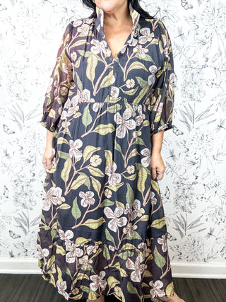 Magnolia Floral Midi Dress | Curvy
