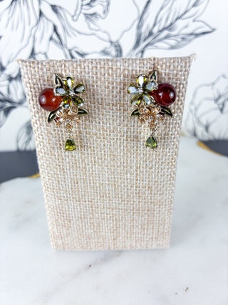Vintage Inspired Cubic Zirconia Flower Tassel Earrings