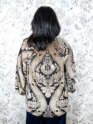 Monroe Damask Blouse | Curvy