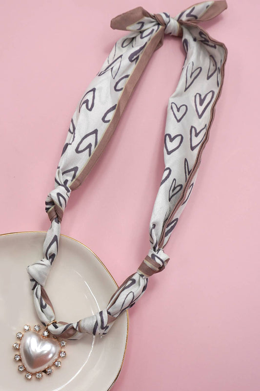Pearl Heart Charm Scarf Necklace - Best & Co. Boutique