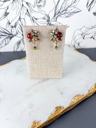 Vintage Inspired Cubic Zirconia Flower Tassel Earrings