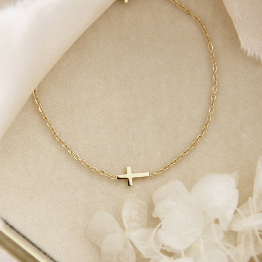 Dainty Sideways Cross Bracelet - Best & Co. Boutique