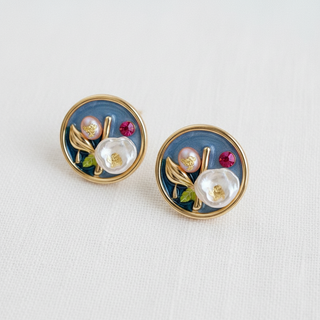 Hand-Painted Baroque Pearl Stud Earrings