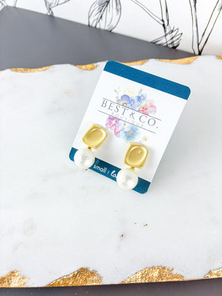 Modern Geometric Pearl Drop Earrings