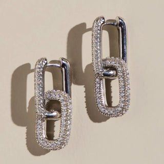 silver pave double link hoop NICKLE & SUEDE