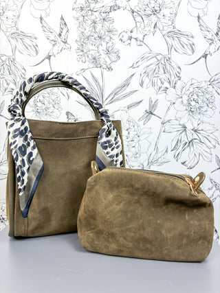 Gianna Faux Suede Satchel | Olive