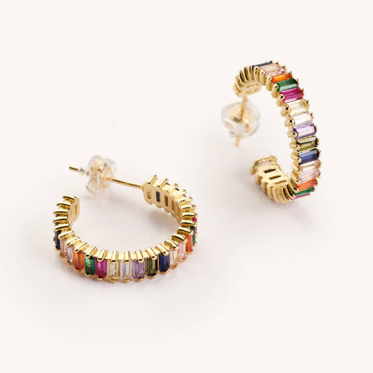 Rainbow Shimmer Hoops Gold