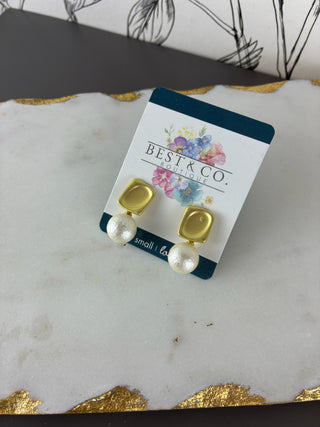 Modern Geometric Pearl Drop Earrings