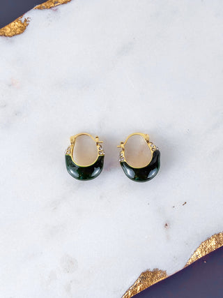 Retro Green Enamel Drop Earrings