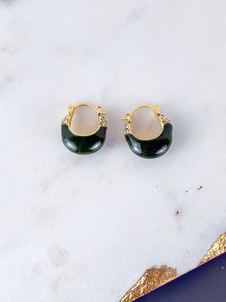 Retro Green Enamel Drop Earrings