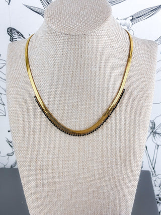 Fiona 18K Herringbone | Black CZ