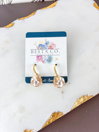 Handmade Enamel Camellia Flower Dangle Earrings