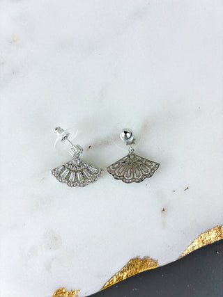 Art Deco CZ Fan Earrings