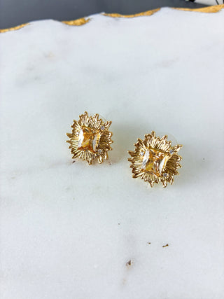 Artistic Gold Sunburst Earrings