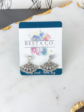 Art Deco CZ Fan Earrings