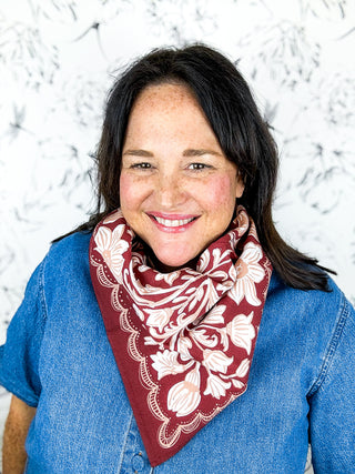 rust, peach, cream wild rag bandana scarf