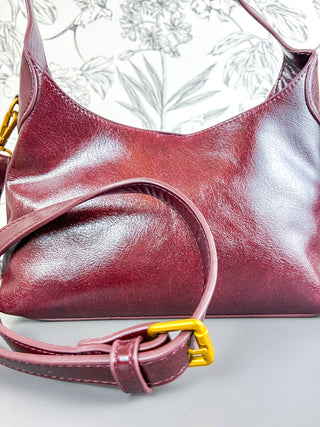 Amber Burgundy Vegan Leather Satchel BC BAGS