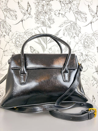 Amelie Genuine Leather Crossbody Satchel Black BC BAGS