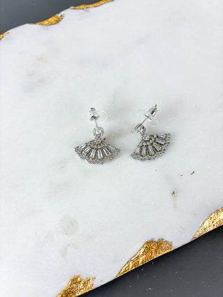 Art Deco CZ Fan Earrings
