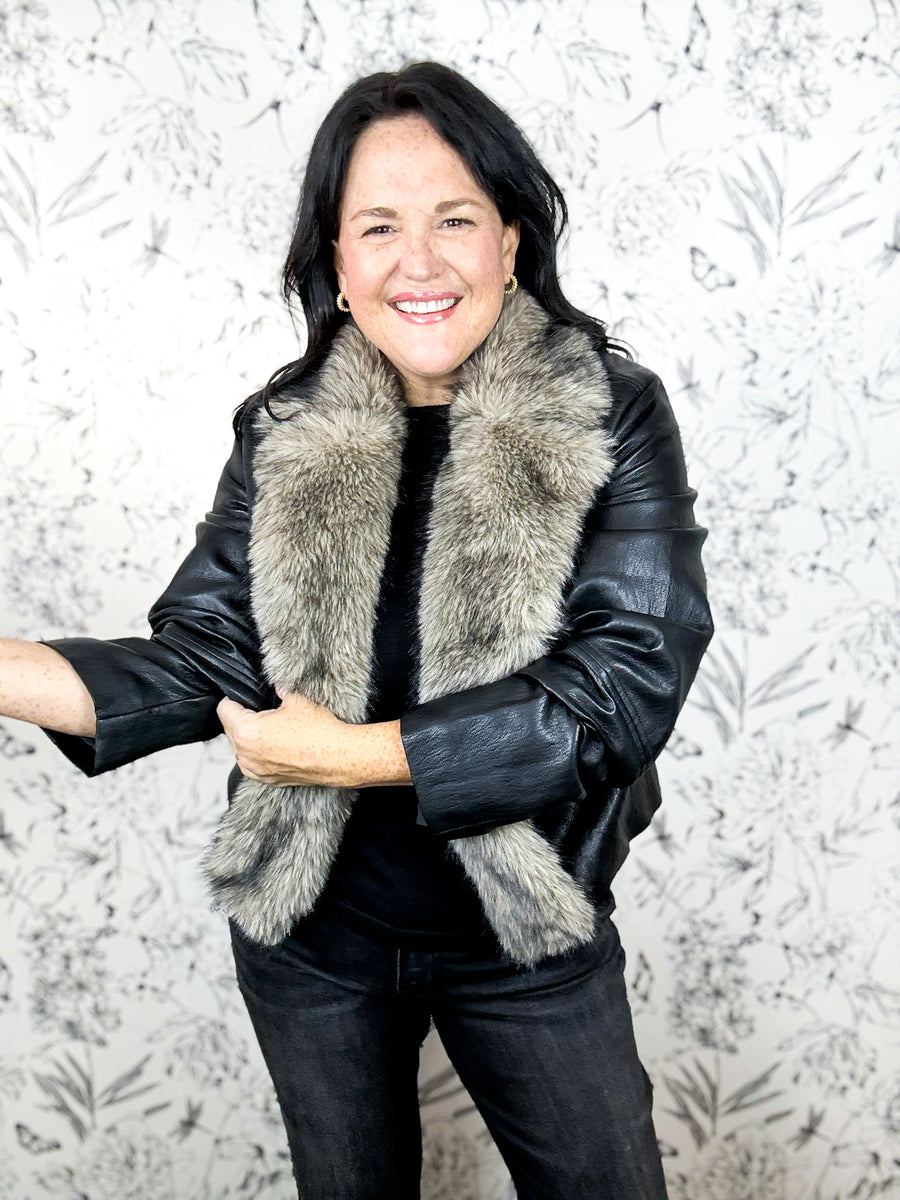 Aspen Frost Faux Fur Leather Jacket