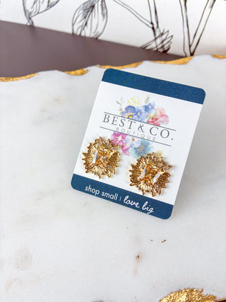Artistic Gold Sunburst Earrings