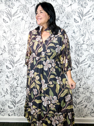 Magnolia Floral Midi Dress | Curvy