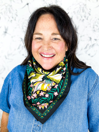 Betsy Wild Rag Bandana Scarf Black, Green, Chartreuse, Pink