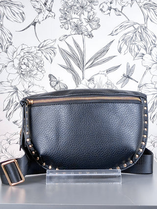 Black Studded 2-Way Fanny Pack & Crossbody Bag BC BAGS