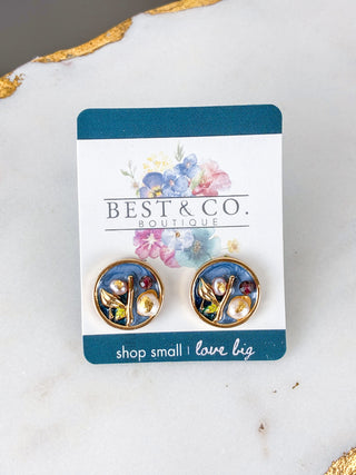 Hand-Painted Baroque Pearl Stud Earrings