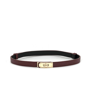 Turnlock Vegan Leather Belt | Burgundy
