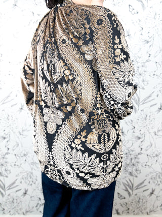Monroe Damask Blouse | Curvy