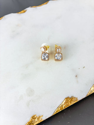 Luxe Geometric Square Crystal Drop Earrings