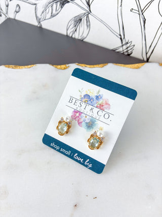 Vintage Inspired Aquamarine Flower Earrings