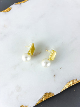 Modern Geometric Pearl Drop Earrings